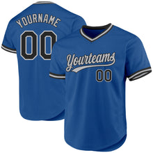 Charger l'image dans la galerie, Custom Blue Black-Gray Authentic Throwback Baseball Jersey