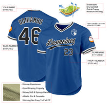 Charger l'image dans la galerie, Custom Blue Black-White Authentic Throwback Baseball Jersey