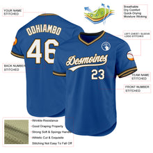 Charger l'image dans la galerie, Custom Blue Old Gold-Black Authentic Throwback Baseball Jersey