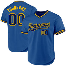 Charger l'image dans la galerie, Custom Blue Navy-Gold Authentic Throwback Baseball Jersey