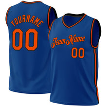 Load image into Gallery viewer, Custom Blue Orange-Black Authentic Throwback Basketball Jersey
