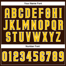 Charger l'image dans la galerie, Custom Brown White Pinstripe Gold-White Authentic Baseball Jersey