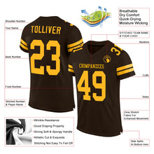 Загрузить изображение в средство просмотра галереи, Custom Brown Gold Mesh Authentic Football Jersey