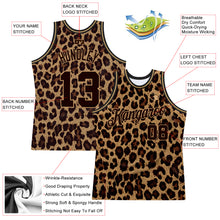 Laden Sie das Bild in den Galerie-Viewer, Custom Brown Brown-Old Gold 3D Pattern Design Leopard Authentic Basketball Jersey