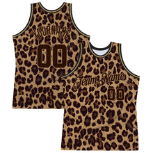 Laden Sie das Bild in den Galerie-Viewer, Custom Brown Brown-Old Gold 3D Pattern Design Leopard Authentic Basketball Jersey