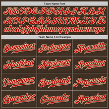 Load image into Gallery viewer, Custom Brown Cream Pinstripe Red-Cream Authentic Baseball Jersey