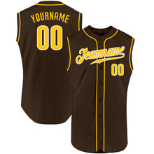 Загрузить изображение в средство просмотра галереи, Custom Brown Gold-White Authentic Sleeveless Baseball Jersey