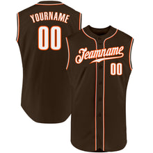 Загрузить изображение в средство просмотра галереи, Custom Brown White-Orange Authentic Sleeveless Baseball Jersey