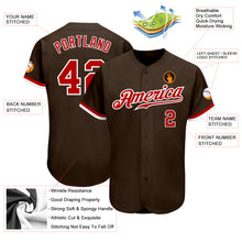 Charger l'image dans la galerie, Custom Brown Red-White Authentic Baseball Jersey