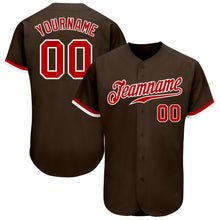 Charger l'image dans la galerie, Custom Brown Red-White Authentic Baseball Jersey