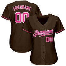 Charger l'image dans la galerie, Custom Brown Pink-White Authentic Baseball Jersey
