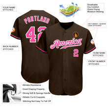 Charger l'image dans la galerie, Custom Brown Pink-White Authentic Baseball Jersey