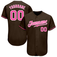 Charger l'image dans la galerie, Custom Brown Pink-White Authentic Baseball Jersey