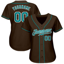 Загрузить изображение в средство просмотра галереи, Custom Brown Teal-White Authentic Baseball Jersey