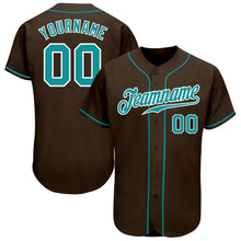 Загрузить изображение в средство просмотра галереи, Custom Brown Teal-White Authentic Baseball Jersey