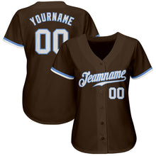 Загрузить изображение в средство просмотра галереи, Custom Brown White-Light Blue Authentic Baseball Jersey