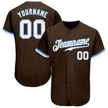 Загрузить изображение в средство просмотра галереи, Custom Brown White-Light Blue Authentic Baseball Jersey