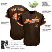Загрузить изображение в средство просмотра галереи, Custom Brown Orange-White Authentic Baseball Jersey