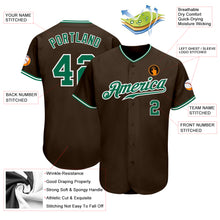 Load image into Gallery viewer, Custom Brown Kelly Green-White Authentic Baseball Jersey