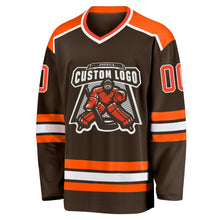Load image into Gallery viewer, Custom Brown Orange-White Hockey Jersey
