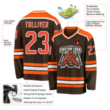 Laden Sie das Bild in den Galerie-Viewer, Custom Brown Orange-White Hockey Jersey