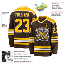 Charger l'image dans la galerie, Custom Brown Gold-White Hockey Jersey