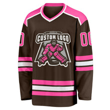 Charger l'image dans la galerie, Custom Brown Pink-White Hockey Jersey
