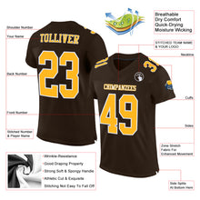 Load image into Gallery viewer, Custom Brown Gold-White Mesh Authentic Football Jersey