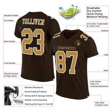 Load image into Gallery viewer, Custom Brown Old Gold-White Mesh Authentic Football Jersey