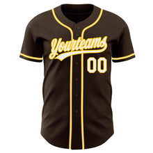Charger l'image dans la galerie, Custom Brown White-Gold Authentic Baseball Jersey