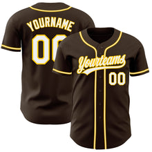 Charger l'image dans la galerie, Custom Brown White-Gold Authentic Baseball Jersey