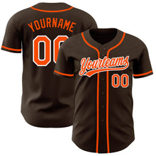 Laden Sie das Bild in den Galerie-Viewer, Custom Brown Orange-White Authentic Baseball Jersey