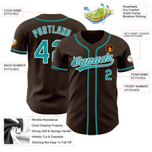 Laden Sie das Bild in den Galerie-Viewer, Custom Brown Teal-White Authentic Baseball Jersey