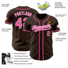 Laden Sie das Bild in den Galerie-Viewer, Custom Brown Pink-White Authentic Baseball Jersey