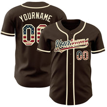 Charger l'image dans la galerie, Custom Brown Vintage USA Flag-Cream Authentic Baseball Jersey