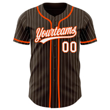Загрузить изображение в средство просмотра галереи, Custom Brown White Pinstripe Orange Authentic Baseball Jersey