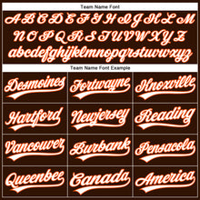 Load image into Gallery viewer, Custom Brown White Pinstripe Orange Authentic Baseball Jersey

