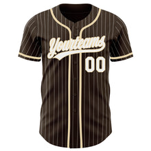 Загрузить изображение в средство просмотра галереи, Custom Brown White Pinstripe City Cream Authentic Baseball Jersey