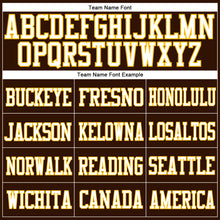 Загрузить изображение в средство просмотра галереи, Custom Brown White-Gold Mesh Authentic Football Jersey