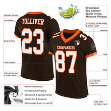Laden Sie das Bild in den Galerie-Viewer, Custom Brown White-Orange Mesh Authentic Football Jersey