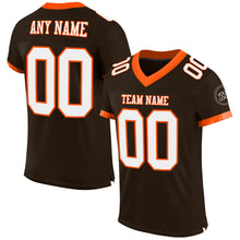Laden Sie das Bild in den Galerie-Viewer, Custom Brown White-Orange Mesh Authentic Football Jersey