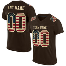 Загрузить изображение в средство просмотра галереи, Custom Brown Vintage USA Flag-City Cream Mesh Authentic Football Jersey
