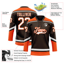 Charger l'image dans la galerie, Custom Brown White-Orange Hockey Lace Neck Jersey