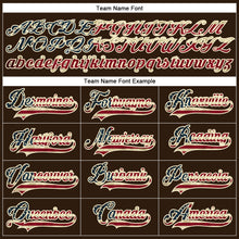 Laden Sie das Bild in den Galerie-Viewer, Custom Brown Vintage USA Flag Cream-Red Hockey Lace Neck Jersey