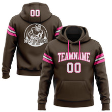 Laden Sie das Bild in den Galerie-Viewer, Custom Stitched Brown White-Pink Football Pullover Sweatshirt Hoodie