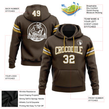 Laden Sie das Bild in den Galerie-Viewer, Custom Stitched Brown White-Old Gold Football Pullover Sweatshirt Hoodie