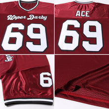 Laden Sie das Bild in den Galerie-Viewer, Custom Burgundy White-Black Mesh Authentic Throwback Football Jersey