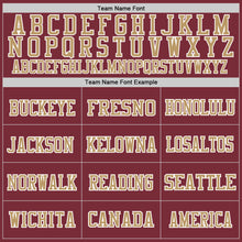 Load image into Gallery viewer, Custom Burgundy Old Gold-White Mesh Authentic Throwback Football Jersey