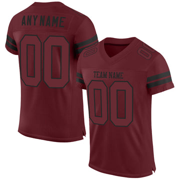 Custom Burgundy Burgundy-Black Mesh Authentic Football Jersey