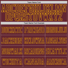 Laden Sie das Bild in den Galerie-Viewer, Custom Burgundy Burgundy-Gold Mesh Authentic Football Jersey